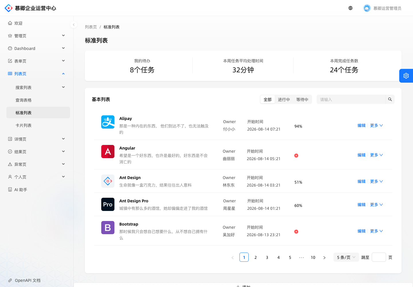 标准任务列表真实运行中文界面截图