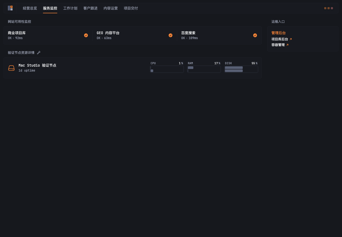 服务监控真实运行中文界面截图