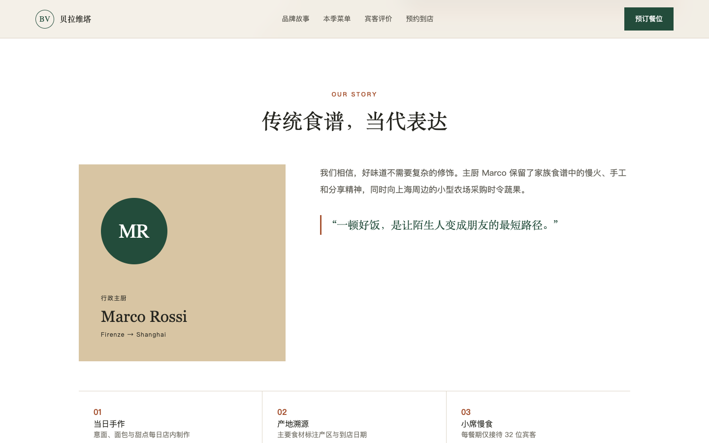 主厨与品牌故事真实运行界面