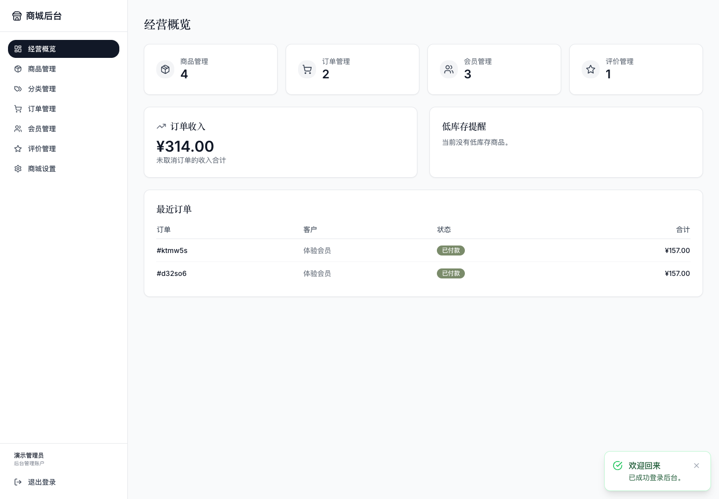 商城经营概览真实中文运行截图