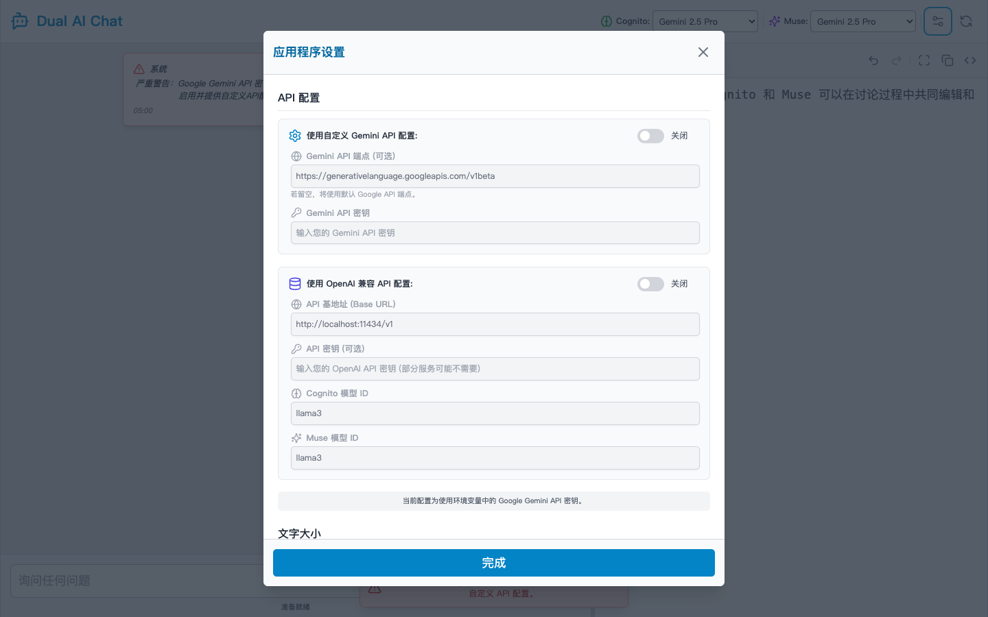 应用程序与模型设置真实运行界面