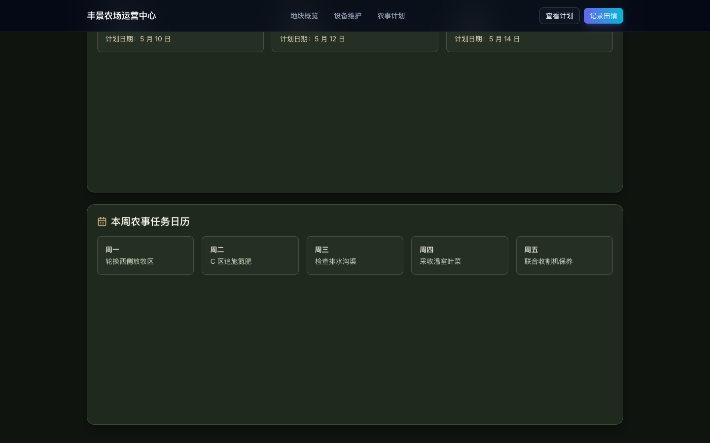 本周农事任务日历真实运行界面