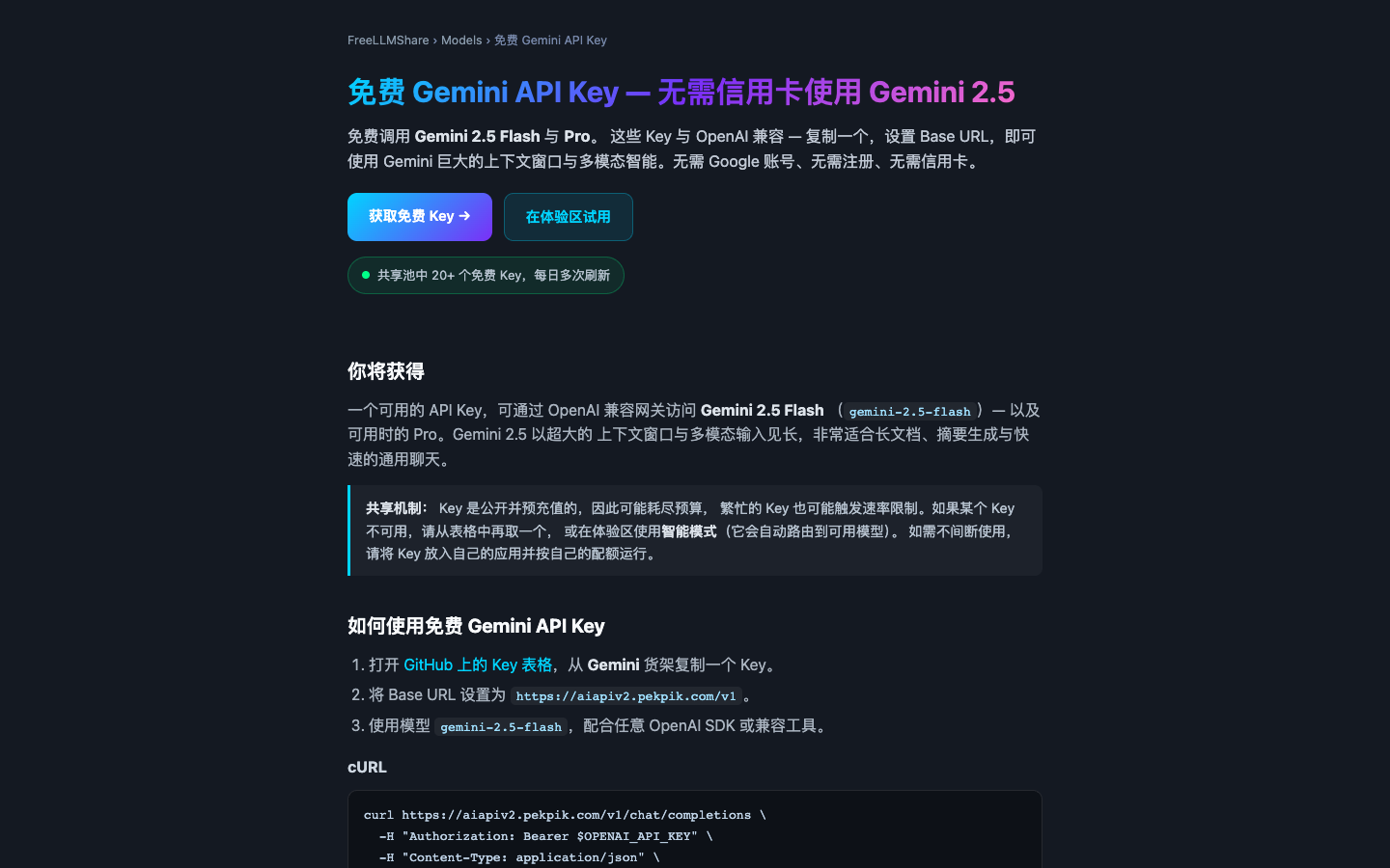 免费 Gemini API Key真实运行界面