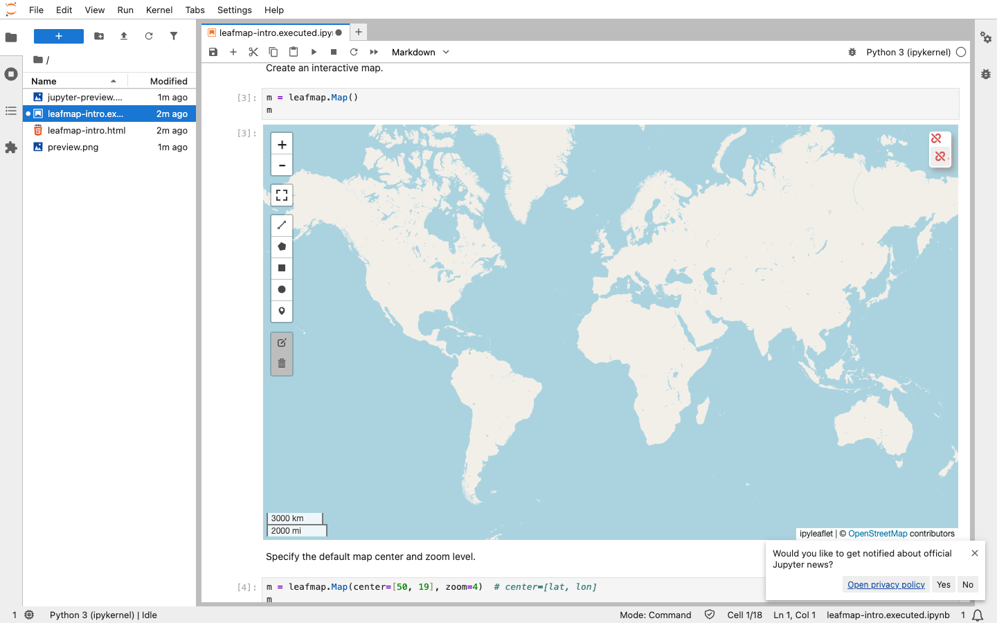 Leafmap 世界交互地图真实运行界面