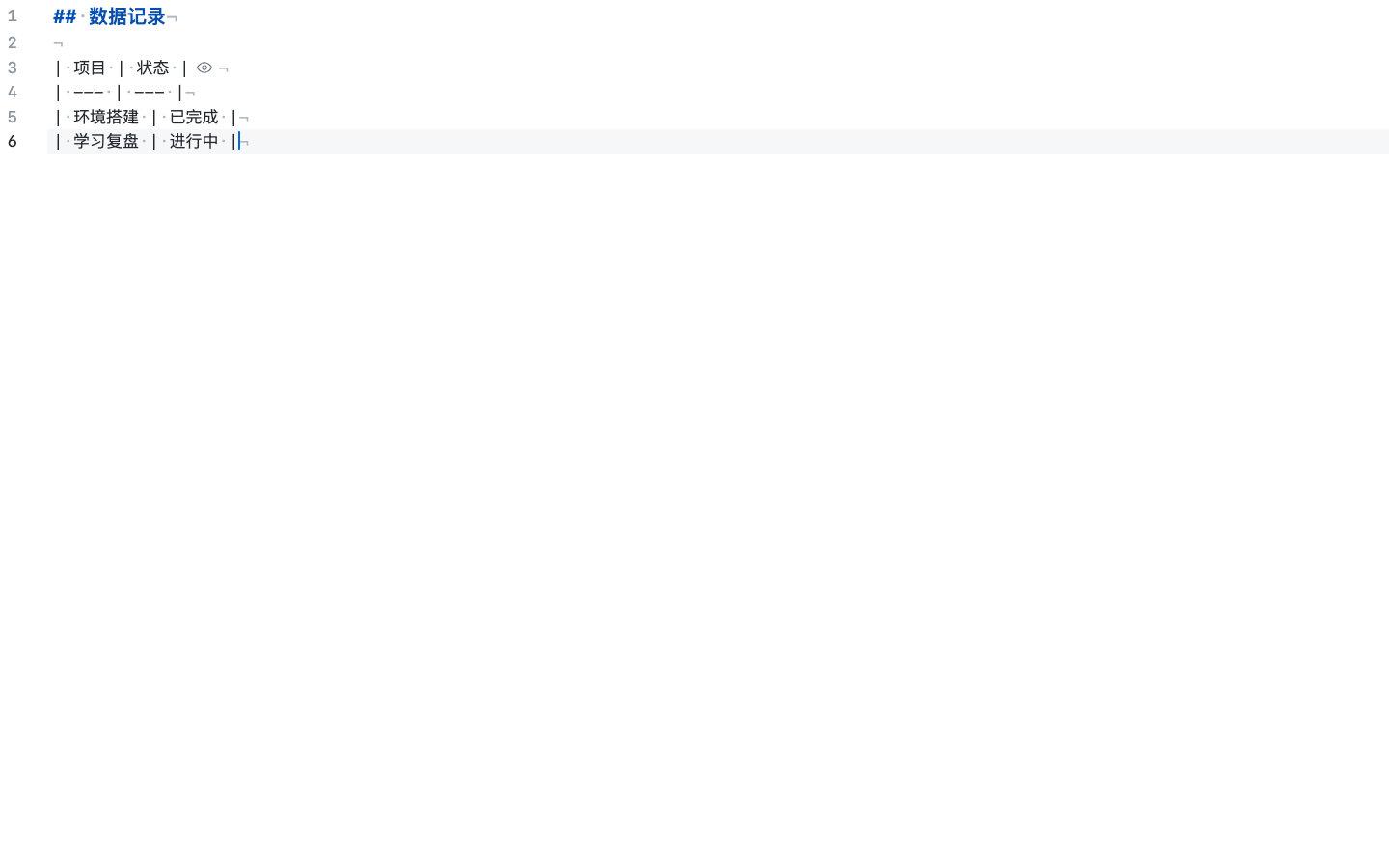 Markdown 表格数据记录真实运行界面