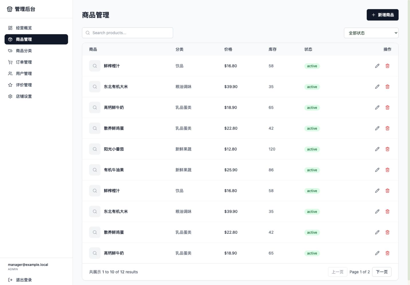 商品管理真实运行中文界面截图