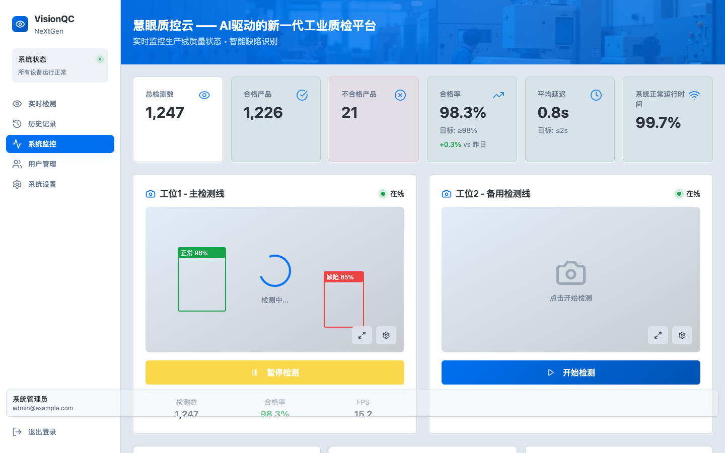 系统监控与缺陷分析真实运行界面