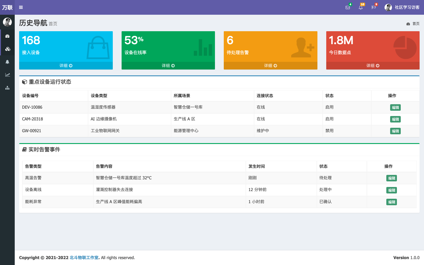 折叠式设备导航真实运行界面