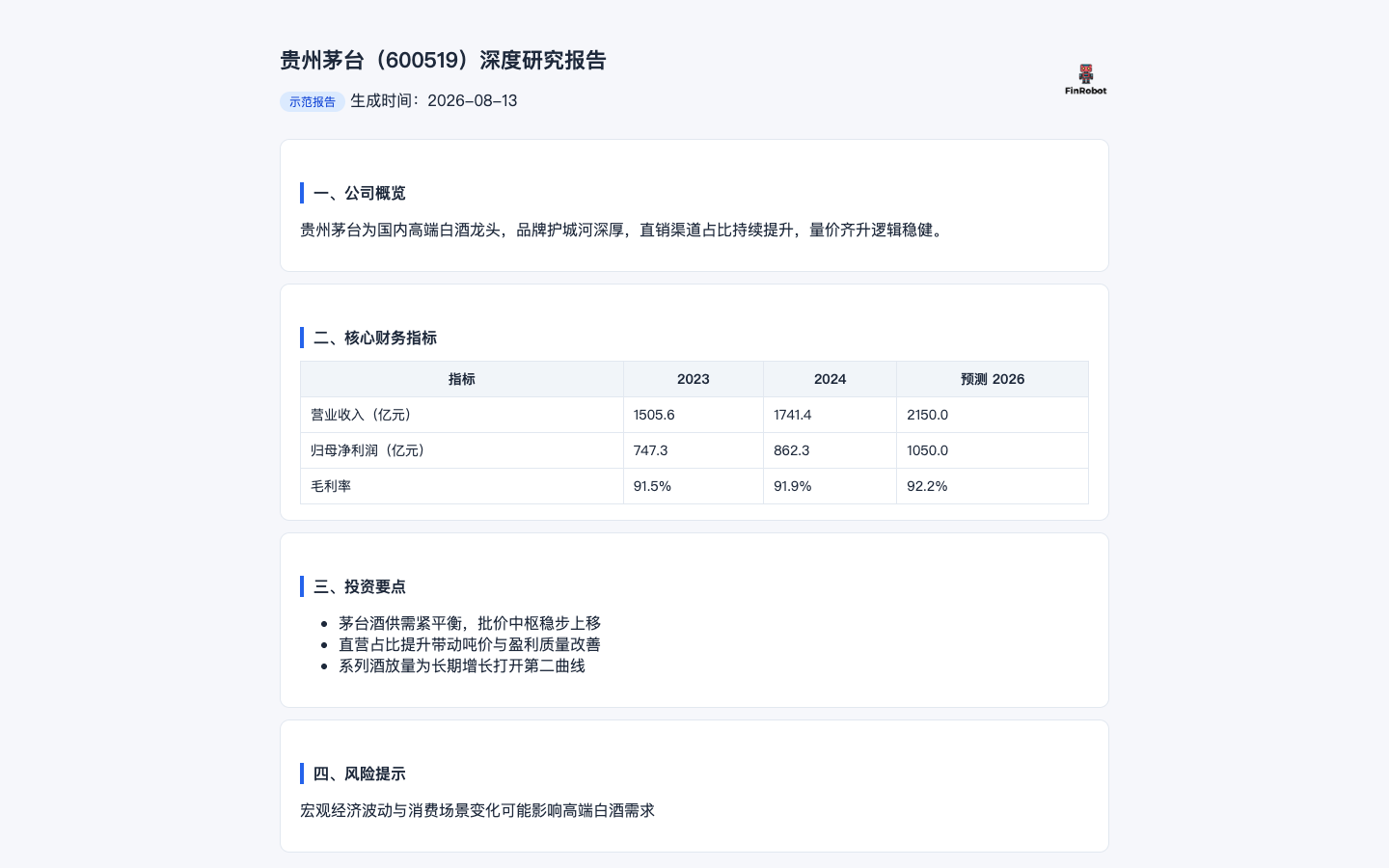贵州茅台深度研究报告真实运行中文界面截图